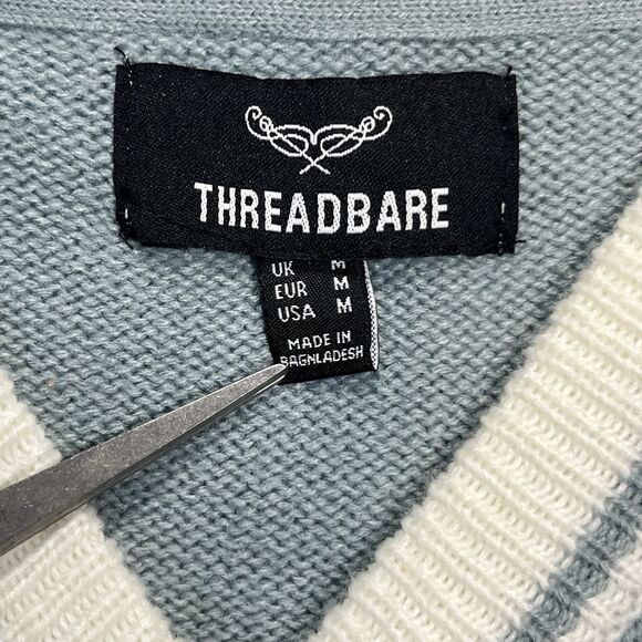 Men’s Vest V Neck Sleeveless Sweater Vest Light Academia Blue Grandpacore Size M - Picture 5 of 7